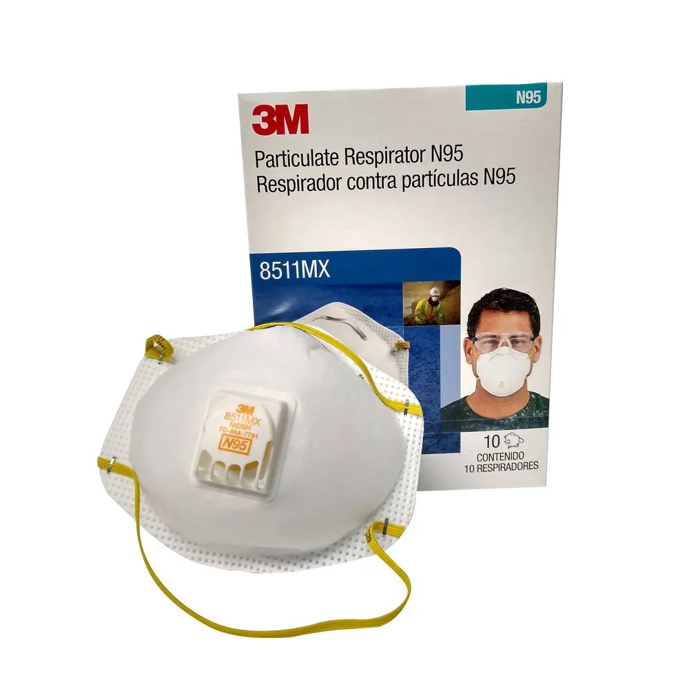 Respirador 3M modelo 8511 n95 con valvula caja c/10